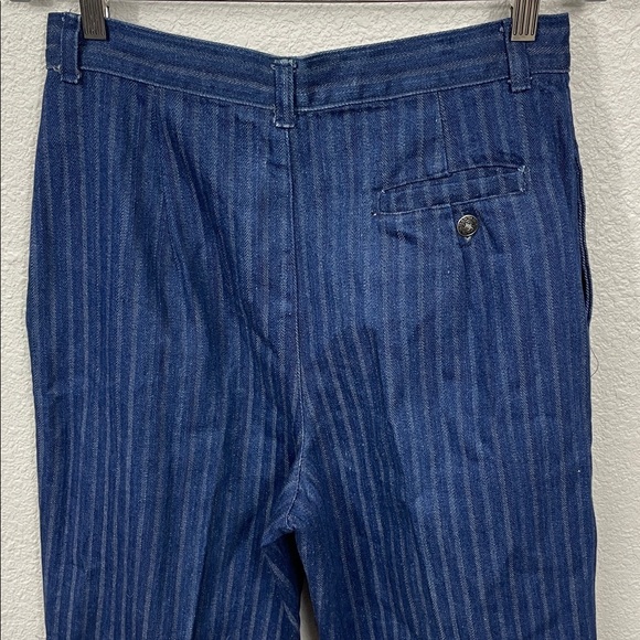 Vintage Sears High Rise Stripe Straight Leg Jeans Rigid Denim Dark Wash - Picture 7 of 13